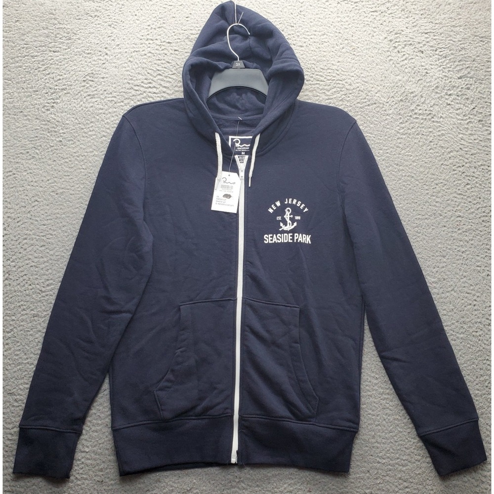 Ragwear Hoodie Mens Medium Navy Seaside Park New Jersey Logo Oversized Zip Up